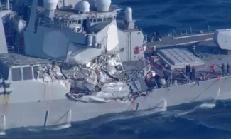 美军舰与菲律宾商船相撞 美7名船员失踪