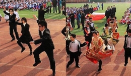 骑马舞成南京中学生校运会入场式表演形式