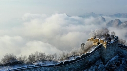 北京：长城雪景如画