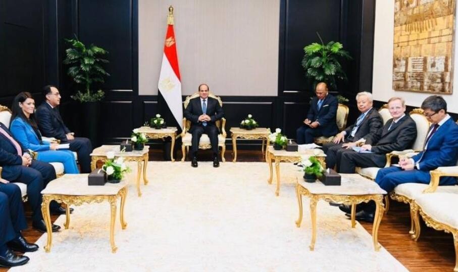 埃及总统塞西会见亚投行行长金立群