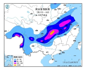 17日至19日长江上中游及淮河流域将有强降雨
