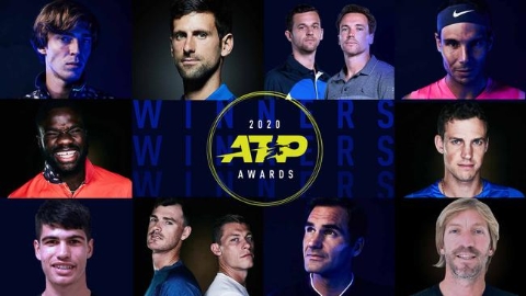 ATP大奖费德勒连续18年最受欢迎 纳达尔捧杯
