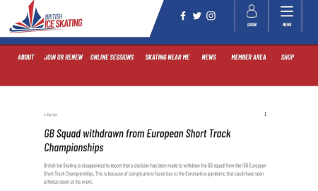 担心会受困波兰 英国短道速滑队退出欧锦赛