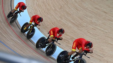 场地自行车团体竞速赛资格赛 中国队打破亚运会纪录