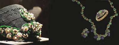 左图为清代镶珠宝钿子，右图为制作于约1850年的法国宫廷葡萄串全套首饰(本版图片均为资料图片)