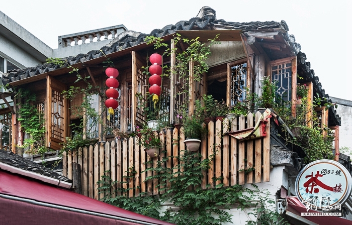 09-引人注目的一座房顶角楼式的小茶楼，占据面积不大，但观景、书画、聊天、饮茶一应俱全。DSC_0890