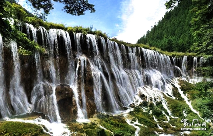 06-海拔2365米,瀑宽270米,落差20米,宽达300米的诺日朗瀑布群,是中国大型钙化瀑布之一,也是九寨沟景区主要名片之一。副本