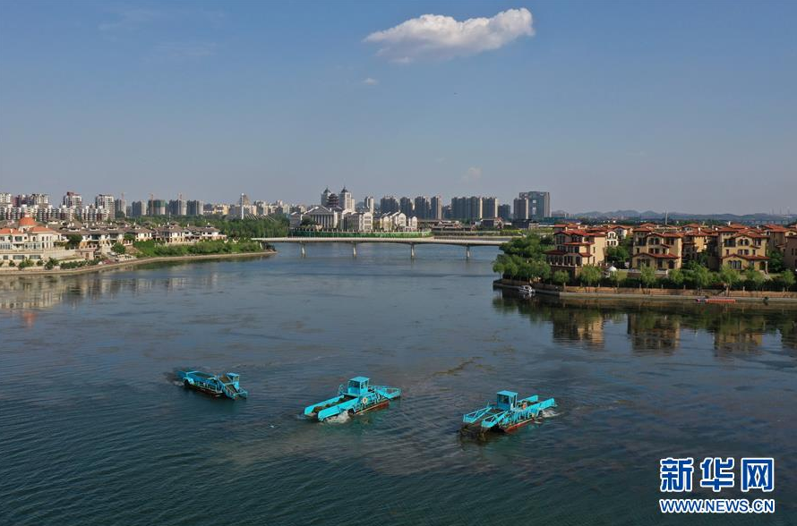 5月26日，迁安市黄台湖水利风景区景色（无人机照片）。新华社记者杨世尧摄