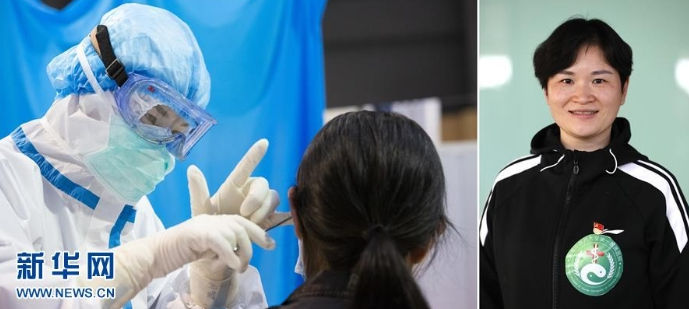 这是一张拼版照片。左：在武汉江夏方舱医院，湖南中医药大学第一附属医院护士长涂丽根据一名新冠肺炎患者的睡眠质量不高等症状，为其实施中医耳穴压豆治疗（2月25日摄）；右：这是3月17日在武汉火车站拍摄的准备启程返回湖南的涂丽。 随着湖北新冠肺炎疫情形势好转，3月17日，援鄂医疗队开始有序撤回。在武汉工作的日子里，白衣天使们的面容均被口罩、护目镜等遮挡，少有人知晓他们的模样。离开武汉前，他们短暂地摘下口罩，露出面庞。 新华社记者 沈伯韩 摄