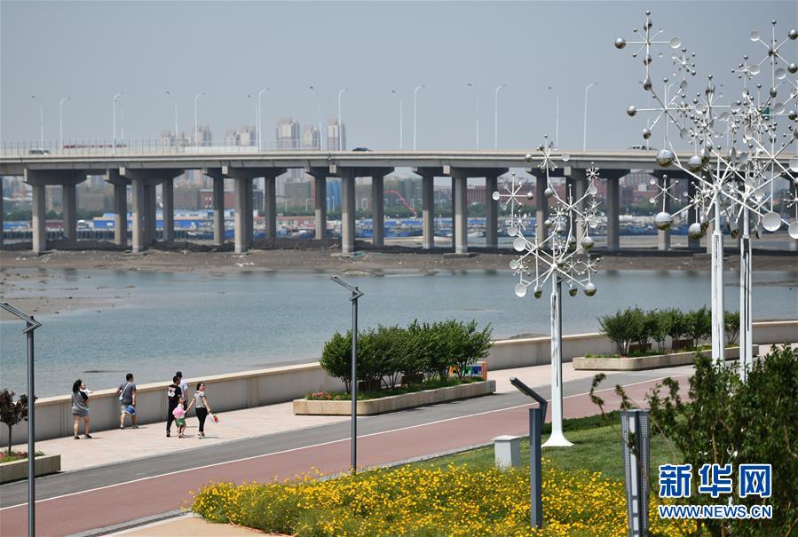 6月8日，游人在南堤滨海步道公园散步。新华社记者 李然 摄