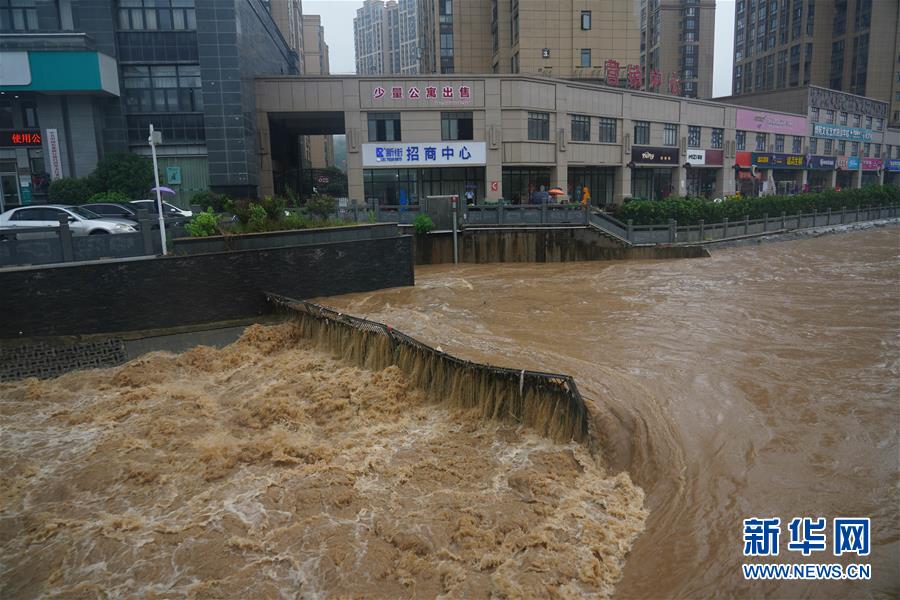 7月8日，南昌市湾里管理局中堡水系水位上涨。 近日，江西南昌遭遇持续强降雨天气，当地政府抓紧组织开展抢险救援工作。 新华社记者 周密 摄