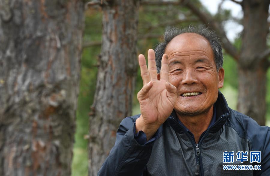 9月26日，齐军祥对参观的人员说：“栽下的30万棵树，一棵也舍不得卖。” 陕北榆林市靖边县龙洲镇深处有一座山叫齐山，当地人认为这里是附近齐姓人的老家。66岁的退休教师齐军祥居住在齐山的土窑洞里，20年来他植树修路，完成了绿化一座荒山的奇迹。 2000年，齐军祥因身体原因提前退休后，来到偏僻的齐山上，独居荒山土窑洞，并开始植树造林。期间，他拿出自己的全部收入，在3.5平方公里的土地上栽植了30多万株松树与柏树，修建了长达60公里、可以让车辆直接开上山顶的土路，打了14座淤地坝以及一口深达300多米的水井。 如今，山上的树苗已长成大树，有人要出资千万元购买，齐军祥一口回绝：“我不能卖，卖了连自己都对不住。我要把齐山的绿留给子孙后代。” 新华社记者 陶明 摄