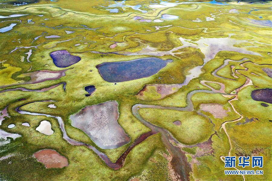 在西藏昌都市贡觉县拉妥乡拍摄的拉妥湿地（9月28日摄，无人机照片）。 位于西藏昌都市贡觉县拉妥乡的拉妥湿地，是澜沧江支流、马曲河上游重要的水源涵养地。湿地内水草丰美，动物众多，生态系统良好。 新华社记者 詹彦 摄