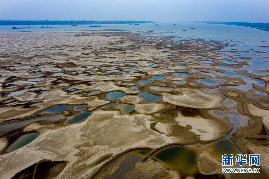 　　这是1月24日拍摄的罗霍洲江滩（无人机照片）。　　罗霍洲四面环水，位于湖北团风县城区对面的长江江心，滩头总面积2.8万亩，是长江中游最大的江心洲。　　新华社记者 杜华举 摄