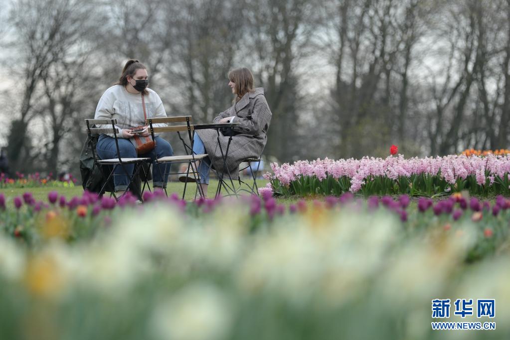 　　4月14日，参观者坐在比利时布鲁塞尔以西的拜加登城堡的鲜花旁休息聊天。　　近日，第十八届比利时布鲁塞尔国际花展在布鲁塞尔市以西的拜加登城堡开幕。花卉设计师和园丁在这座占地14公顷的园林里种植了超过100万株的鲜花，打造了一片鲜花海洋。此次花展展出了大约400个品种的郁金香，此外还包括大量的风信子和水仙花。主办方采取了一系列防控新冠疫情的措施，如限制客流、提醒游客佩戴口罩、提供酒精消毒洗手液等。本届花展将持续至5月2日。　　新华社记者 郑焕松 摄