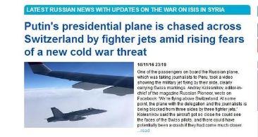 瑞士解释战机包围俄总统专机：例行做法
