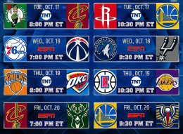 NBA新赛季：10月18日揭幕 骑勇圣诞对决