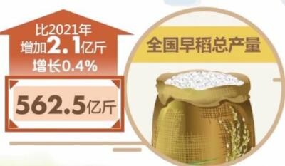 全国早稻播种面积7132.6万亩 增长0.4%