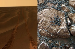 火星表面珍贵特写照展出 蓝莓状颗粒物清晰可见