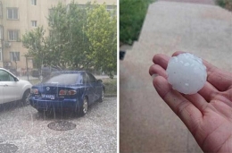 北京突遭暴雨袭击 冰雹大如乒乓球