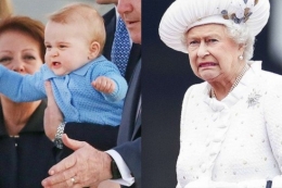 乔治小王子撞脸女王曾祖母 两人表情神一致
