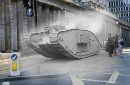 一战老照片与英国街道完美结合