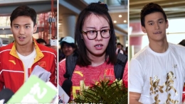 游泳队回国 宁泽涛孙杨傅园慧受热捧