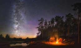 俄罗斯高山夜空星落九天绝美梦中之景