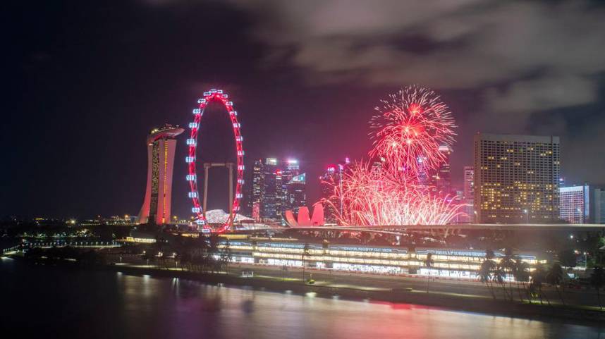 新加坡举行国庆庆典表演