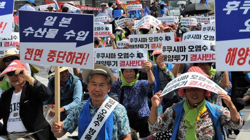 韩国渔民集会抗议日本核污染水排海