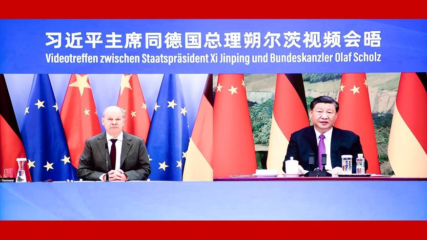 习近平同德国总理朔尔茨举行视频会晤