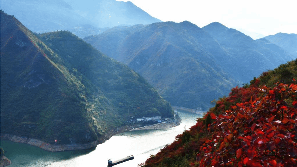 重庆巫山：红叶映峡江