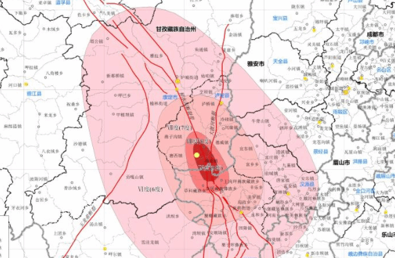 应急管理部发布四川泸定6.8级地震烈度图