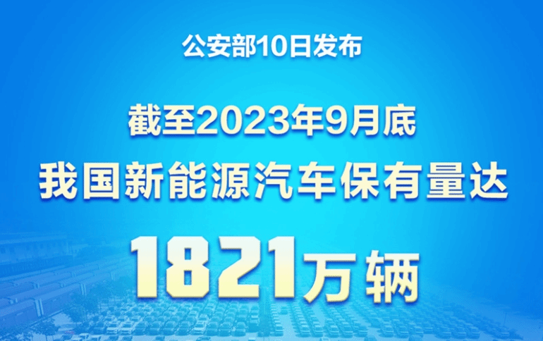 公安部：我国新能源汽车保有量达1821万辆