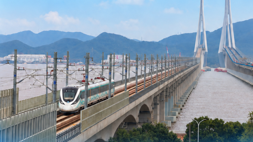 国内首条跨海市域铁路通车运营