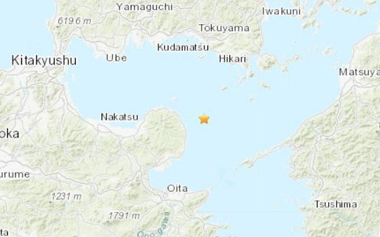 日本九州岛附近海域发生5.2级地震 震源深度71千米