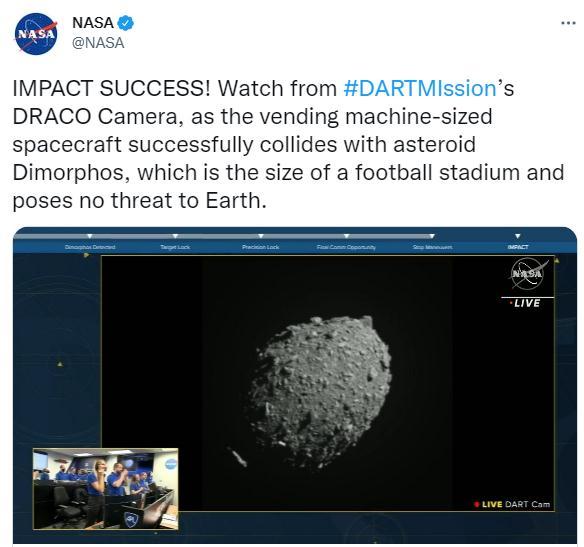 图片来源:美国国家航空航天局(NASA)官方社交媒体发文截图 图片来源:美国国家航空航天局(NASA)官方社交媒体发文截图