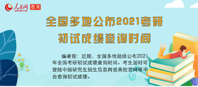 全国多地公布2021考研初试成绩查询时间