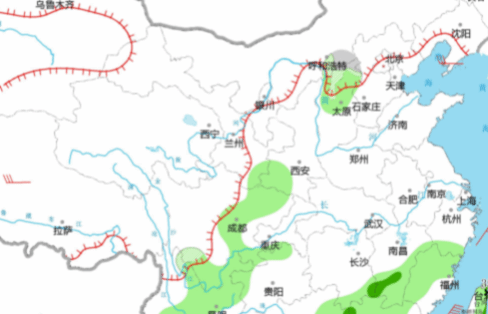 江南华南部分地区有小到中雨 华北东北部分地区有弱降水