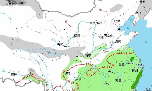 南方地区多阴雨天气 中东部地区将有大风降温天气