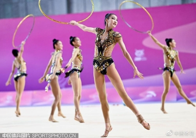 全国艺术体操锦标赛 四川成年集体全能折桂
