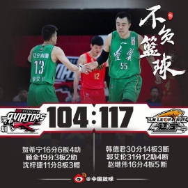 韩德君30+14郭艾伦31分 辽篮胜深圳取5连胜