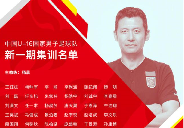 U16国足第2期集训名单公布 备战U17亚洲杯