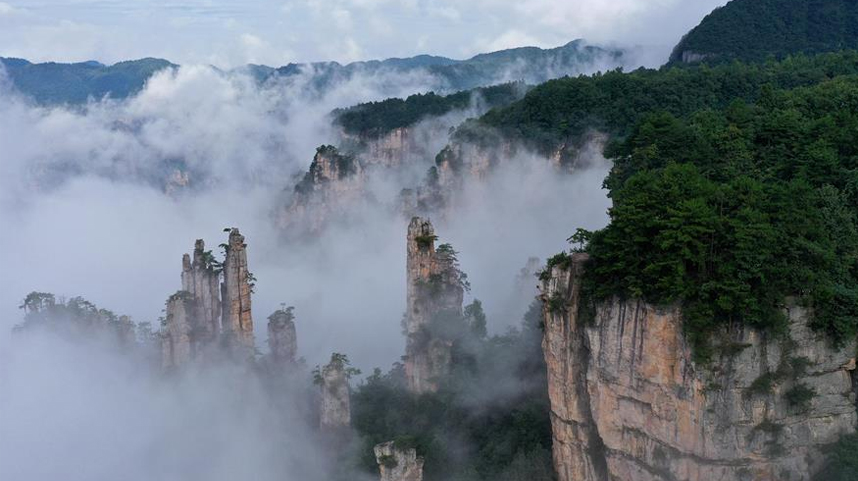 湖南张家界：云起山峰间