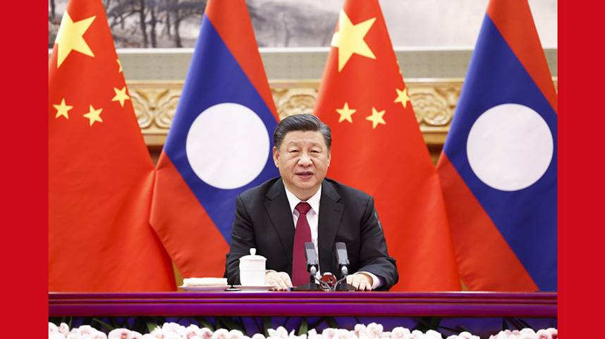 习近平同老挝人民革命党中央总书记、国家主席通伦举行视频会晤