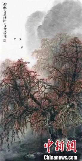 朱永成作品《南国三月木棉红》 高剑父纪念馆 供图 朱永成作品《南国三月木棉红》 高剑父纪念馆 供图